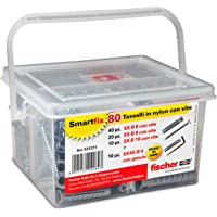 Los mejores  - Fischer 531271 Kit SmartFix Box tacos con tornillo con gancho para Murature llenos y perforar- Gris- Juego de 80 piezas